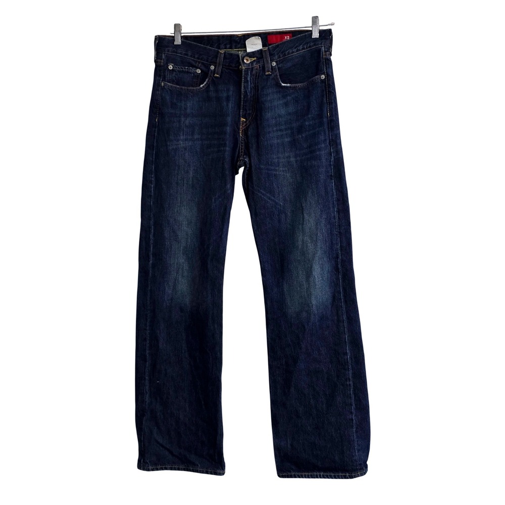X2 Quality Denim Mens Straight Leg Jeans Dark Wash Indigo 100% Cotton 32x32